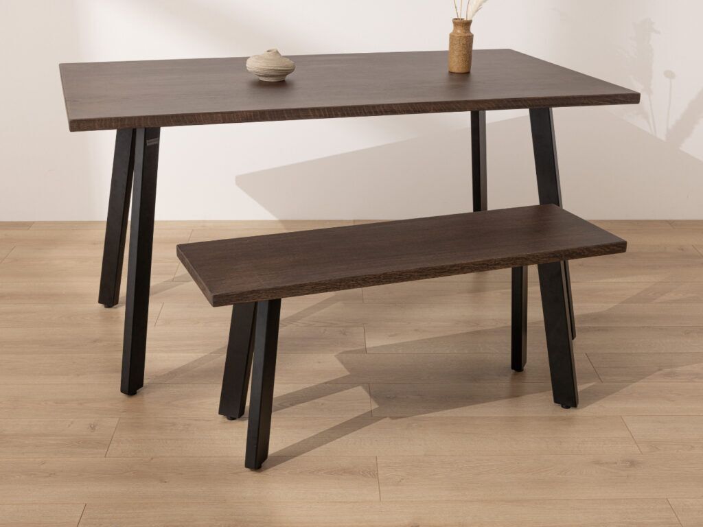 Grain and Frame Dark Solid Oak Industrial Dining Table 1