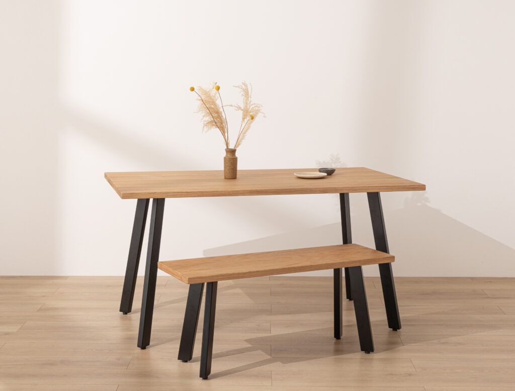 Grain and Frame Natural Solid Oak Industrial Dining Table 1