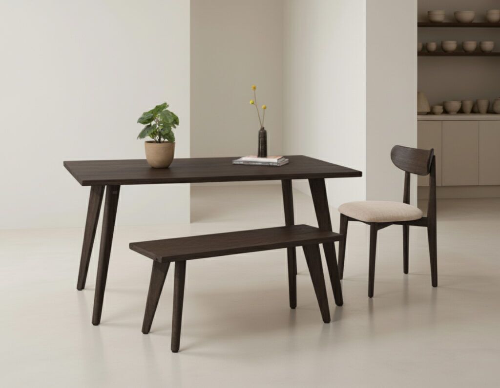 Grain and Frame Dark Solid Oak Scandinavian Dining Set 02 Lifestyle 1