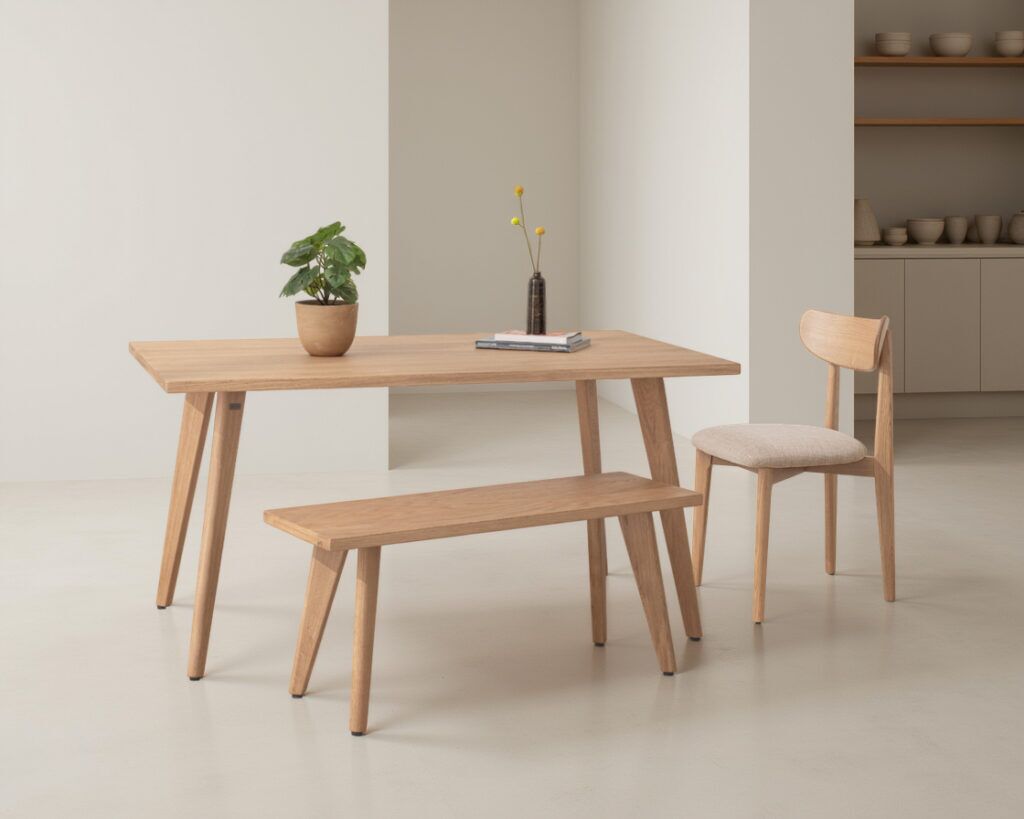 Grain and Frame Light Solid Oak Scandinavian Dining Set 02 Lifestyle 1
