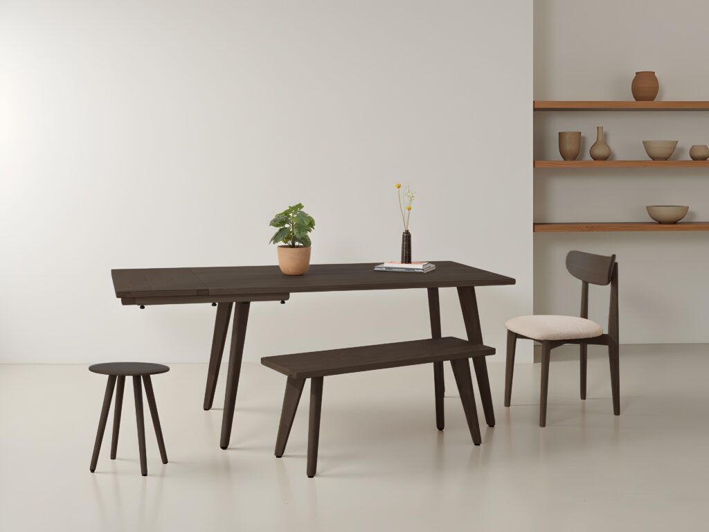 Grain and Frame Extendable Dark Solid Oak Scandinavian Dining Set 02 Lifestyle 1 Grain and Frame Extendable Dark Solid Oak Scandinavian Dining Set 02 Lifestyle 1