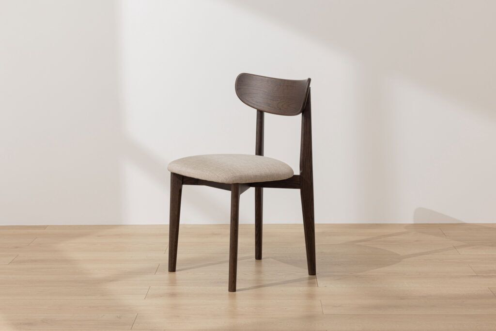 Grain and Frame Dark Solid Oak Scandinavian Dining Chair with Oatmeal Linen 1