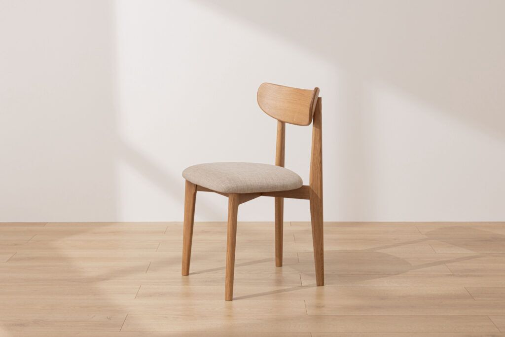 Grain and Frame Natural Solid Oak Scandinavian Dining Chair with Oatmeal Linen 6