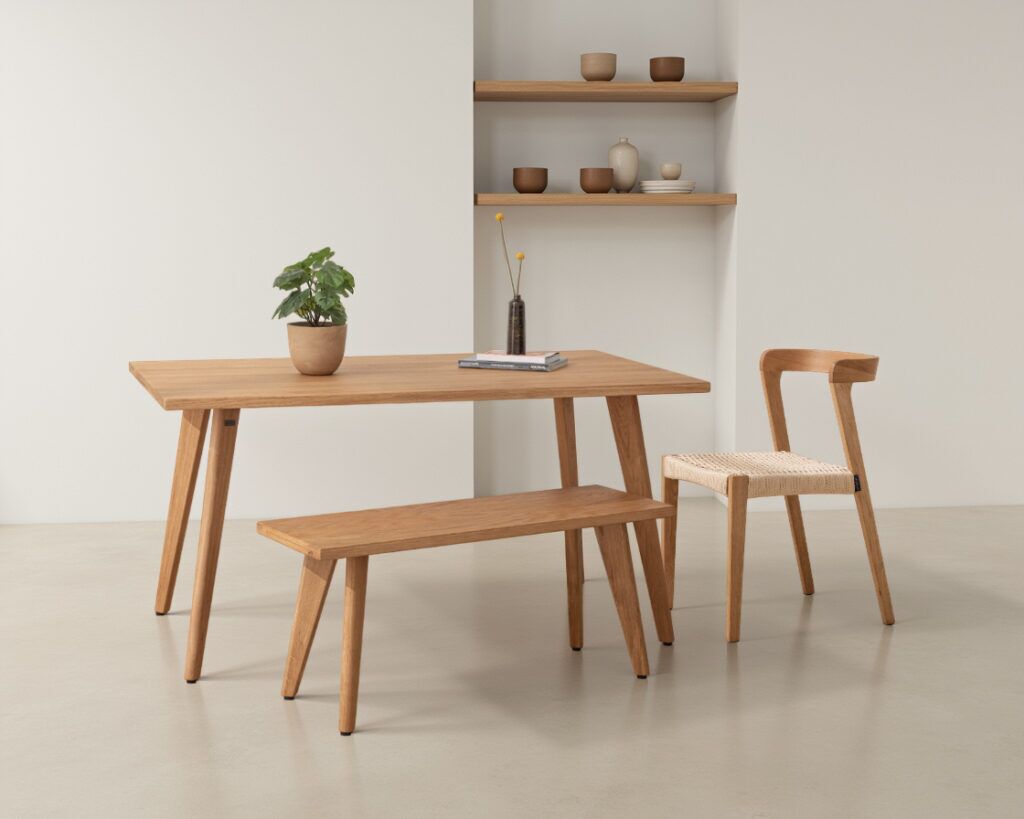 Grain and Frame Natural Solid Oak Scandinavian Dining Set 01 Lifestyle 1