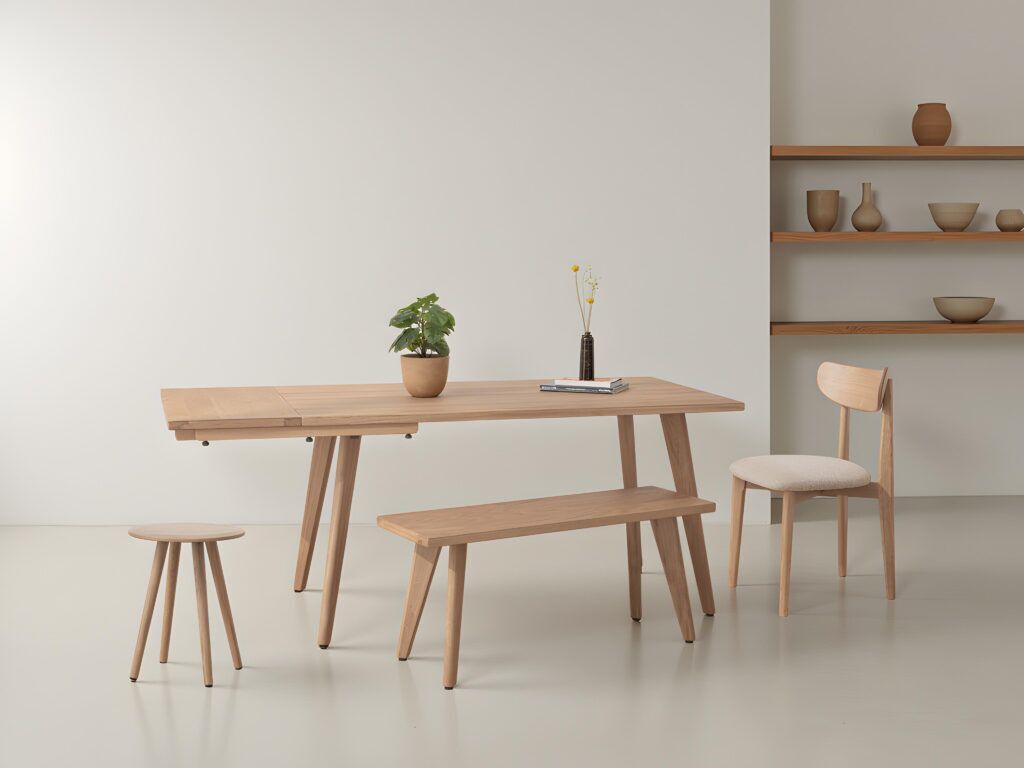 Grain and Frame Extendable Light Solid Oak Scandinavian Dining Set 02 Lifestyle 1