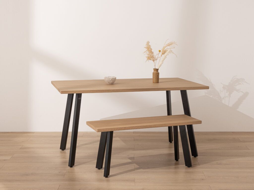 Grain and Frame Light Solid Oak Industrial Dining Table 1